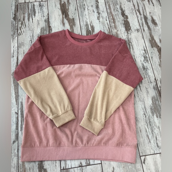 Color Block Ribbed Oversized Corduroy-Feel Pullover - Small - Picture 10 of 16